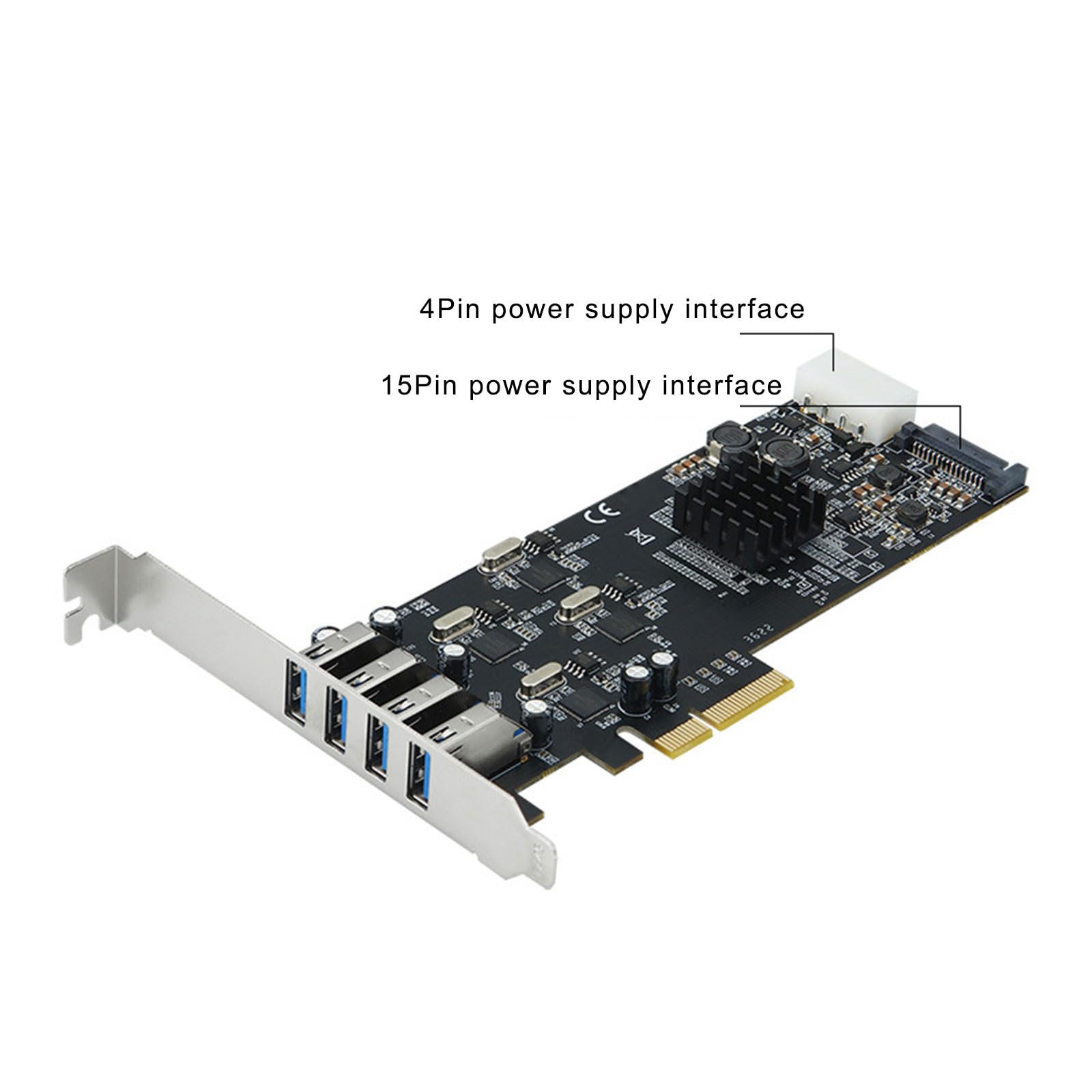Scheda di espansione PCIE PCIE a 4 porte USB3.0 Scheda PCIE USB3.0 Adattatore USB 3.0 Adattatore USB 5Gbps Extensor Adaters