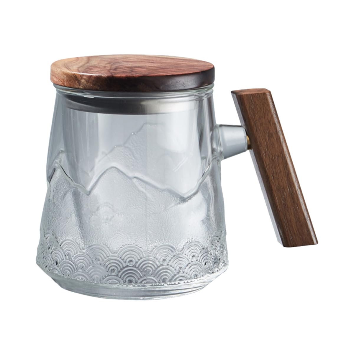 ULTECHNOVO Teetasse aus Glas mit Deckel, Große Trennfunktion, Modern | 1 Stück, Hitze und Kältebeständig, mit Sieb und Holzgriff, für Büro und Zuhause