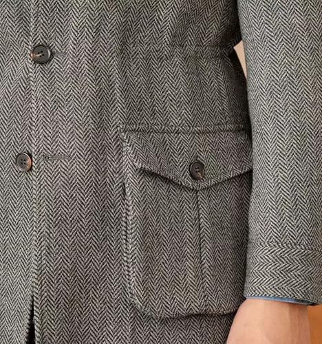 Men's Vintage Herringbone Tweed Blazer Classic Sport Coats Three Button Wool Blend Formal Coat with Four Pockets for Men3