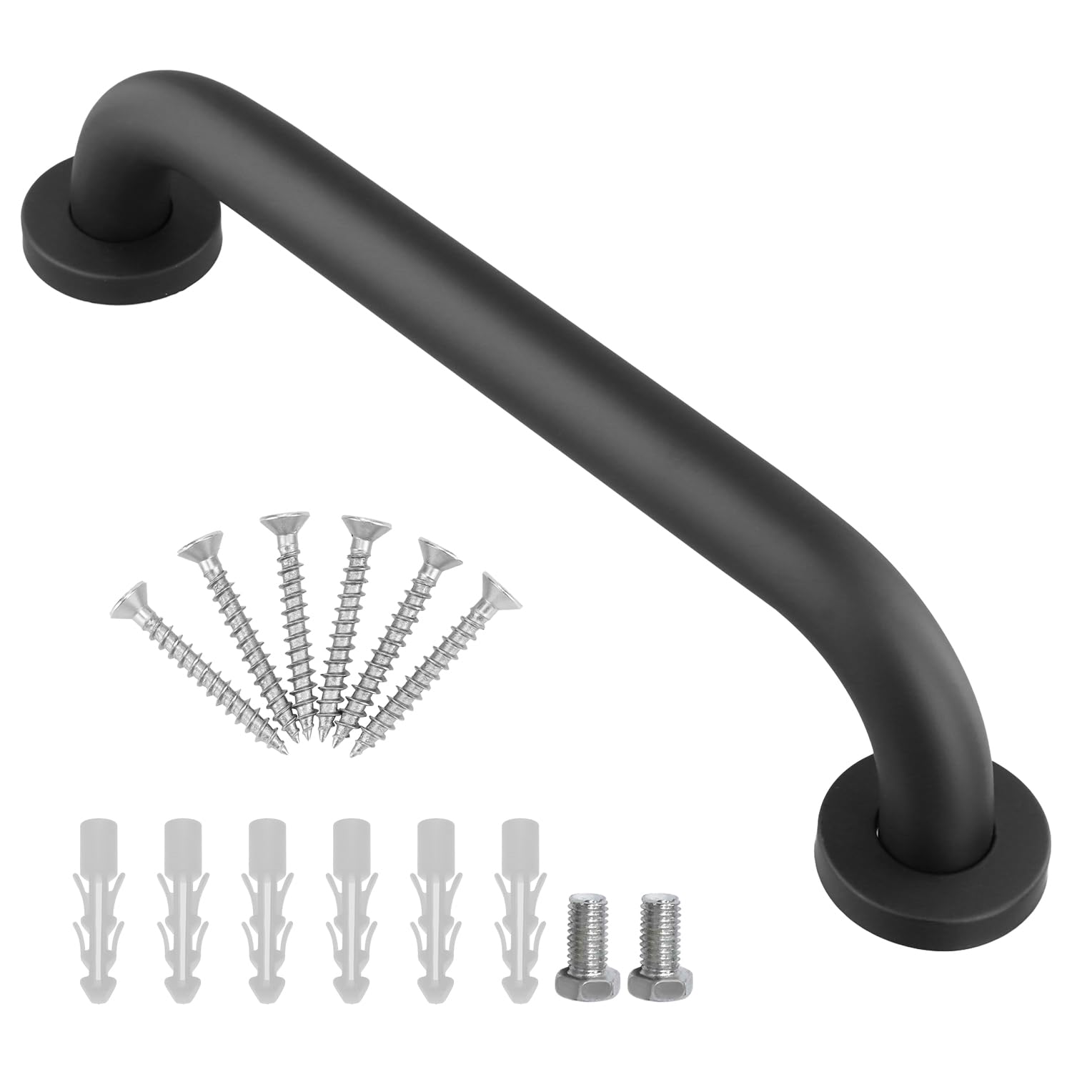 QWORK® Uchwyt do łazienki 30 cm, czarny stalowy poręcz z ukrytymi śrubami, do łazienki, kuchni, schodów
