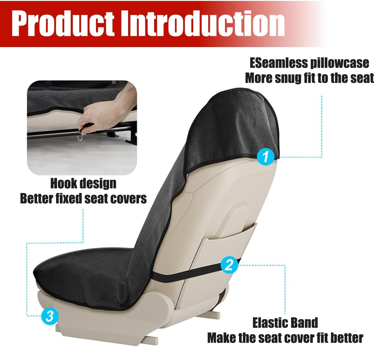 Mandark Waterproof Towel Car Seat Cover, Sweatproof Non Slip Bucket Carseat, Machine Washable Vehicle Bucket Frontseat Protector Accessories, Universal for SUV, Sedan, Truck(Brown) image 5