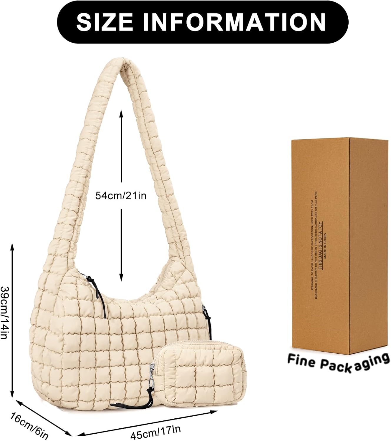 Puffer Tote Bag for Women Large Quilted Puffy Lightweight Carryall Crossbody Tote Bag for Women - Image 3