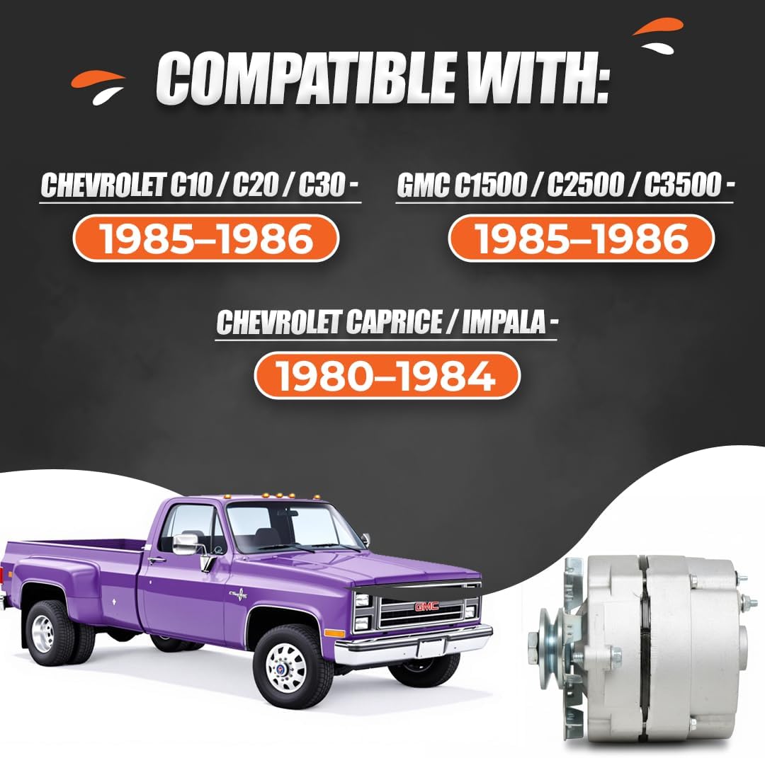 PowerForge™ 12V 1 Wire Alternator ADR0239 Fits Case 1500 1800 Cruz Crane 1976-1978 Buick Century 1977 GMC P Series Trucks Vans 1982 Replaces 7127-12N 400-12005 1909458-1 Year Warranty