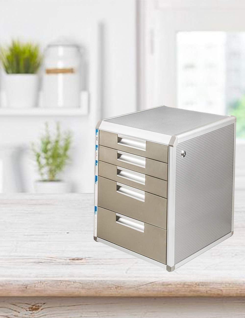 Schedari Appartamento al 5° Piano Innovazione Design Affascinante Venature del Legno, Argento File Manager per Ufficio Armadietto Desktop Manager Mobili per Ufficio Domestico (A)