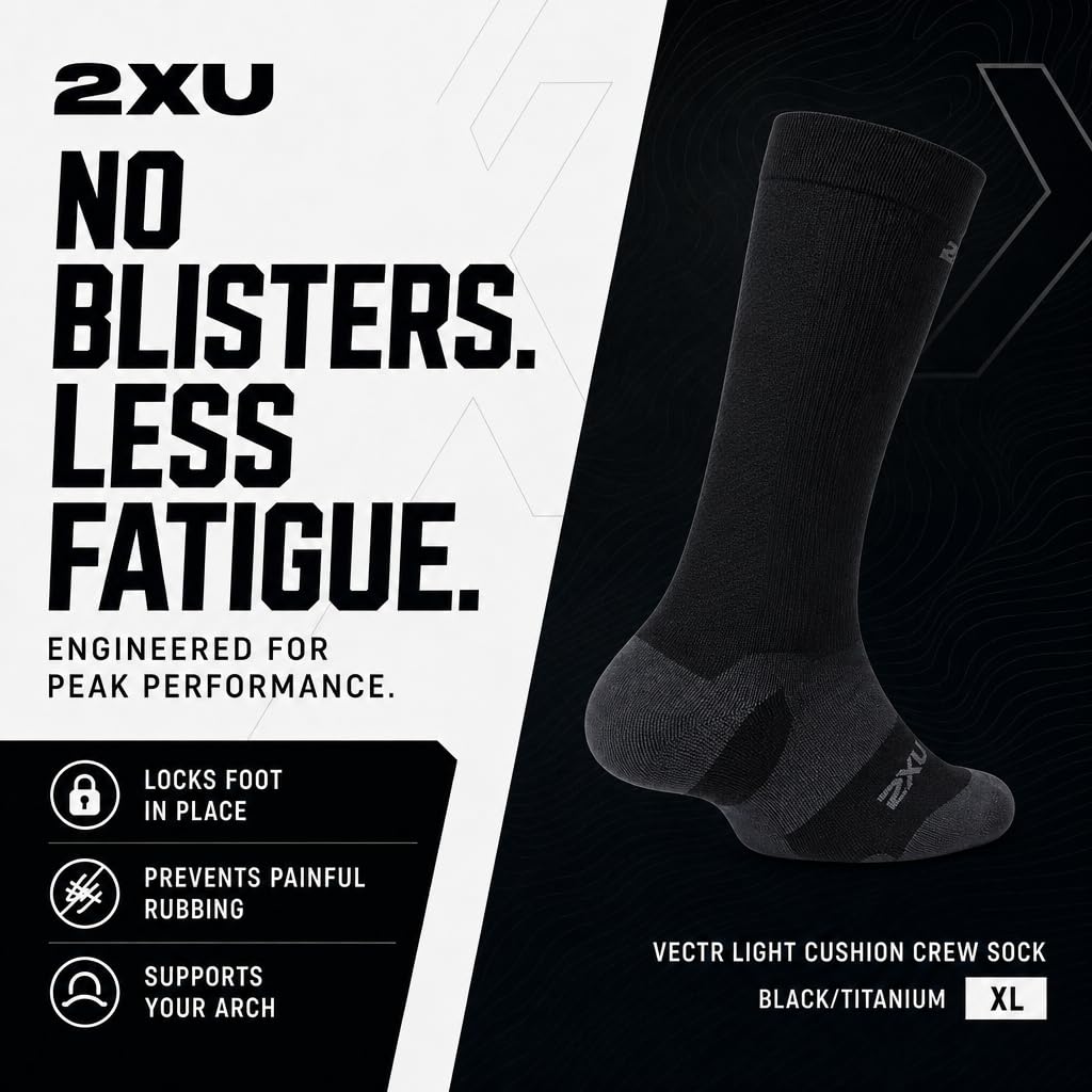 2XU Unisex Vectr Light Cushion Full Length Socks Compression Sock