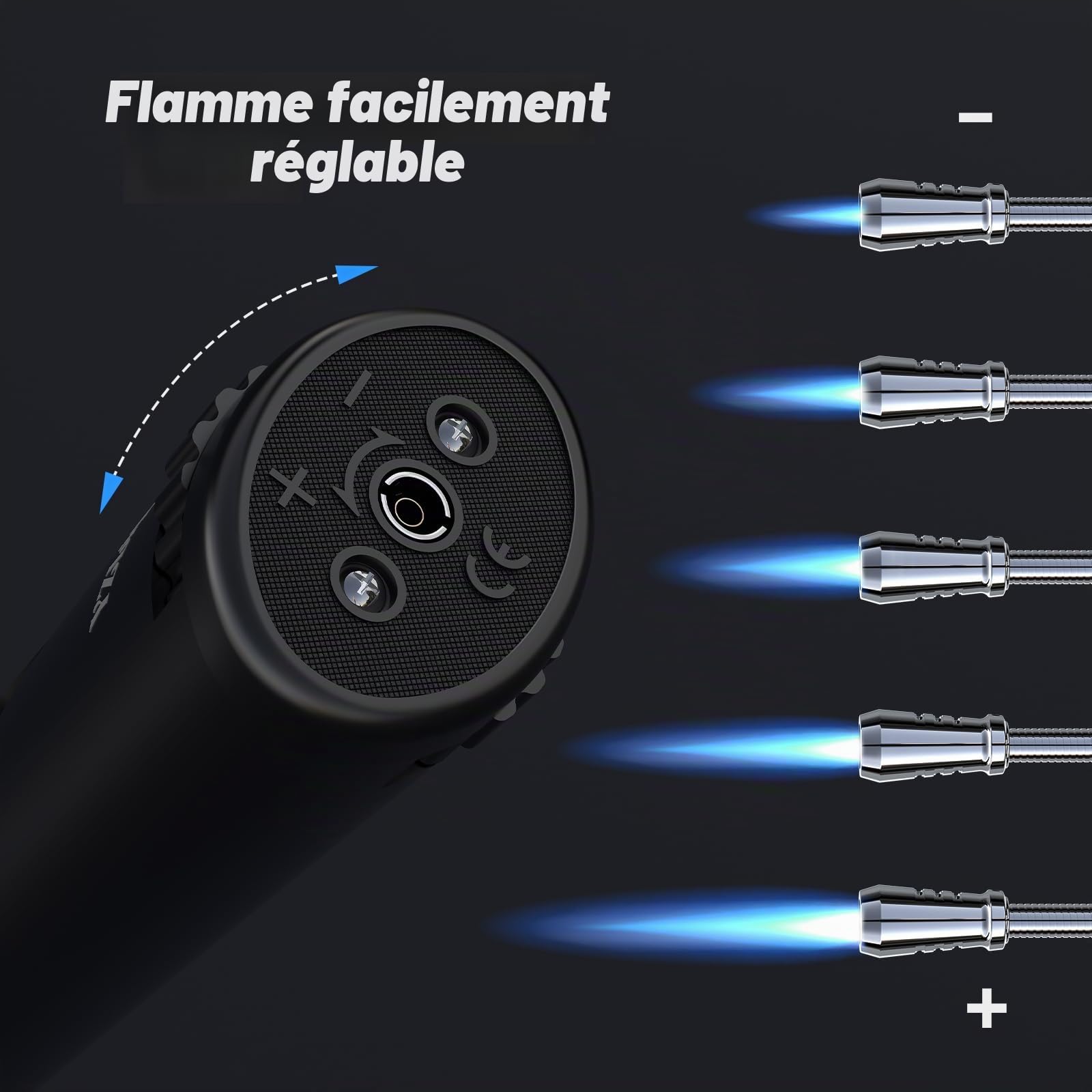 2Pcs Briquet Allume-Feu Rechargeable, Gaz/Allumette Long Allume-Bougies Tempête Flamme Chalumeau BBQ, Cheminée, Bois, Camping (Gaz Non Inclus) Noir et Orange