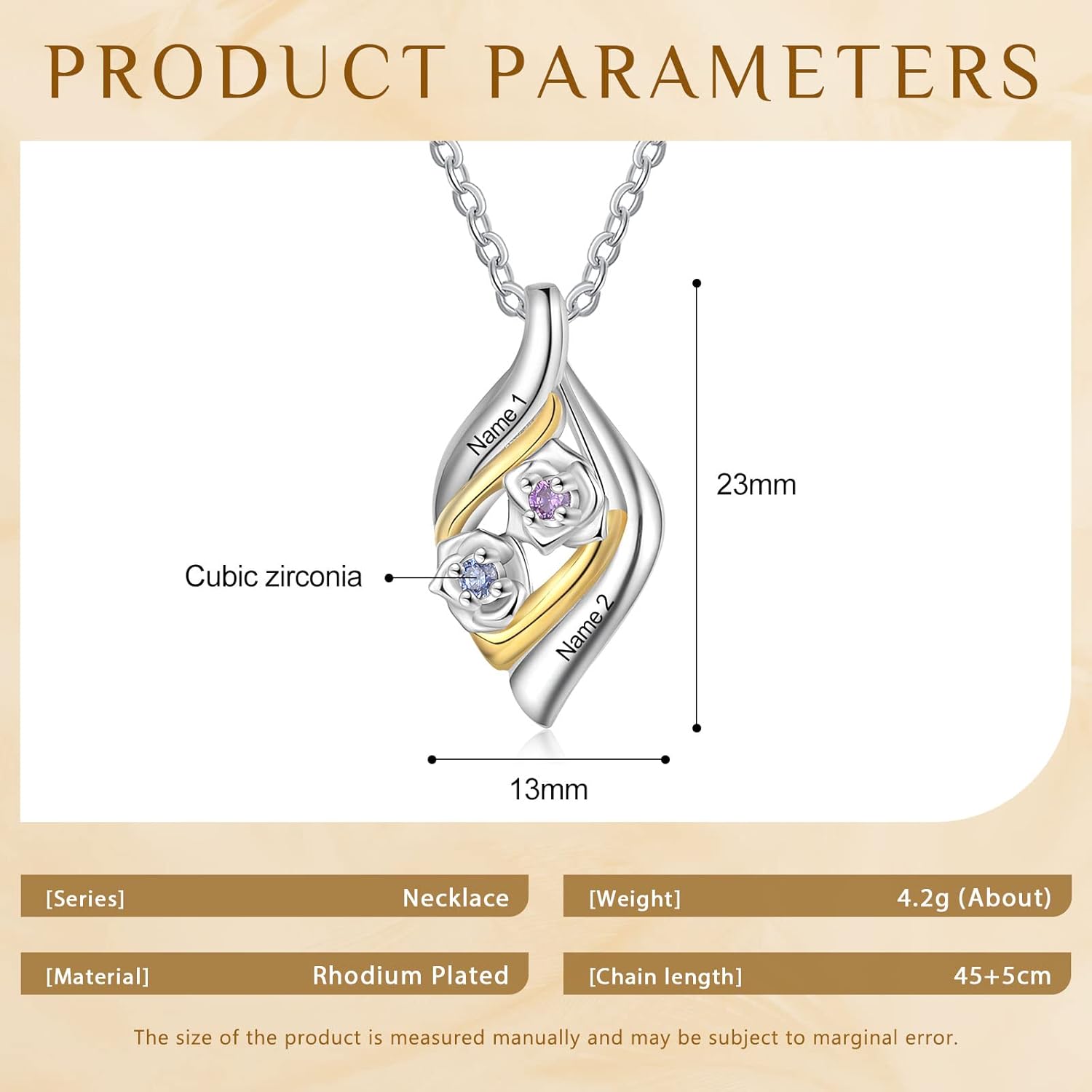 Wendy Made Custom Birthstone Necklace for Women with 2 Names – Sterling Silver Mother Daughter Necklace Jewelry – Personalized Gifts for Mom Grandma Wife for Mother’s Day Christmas