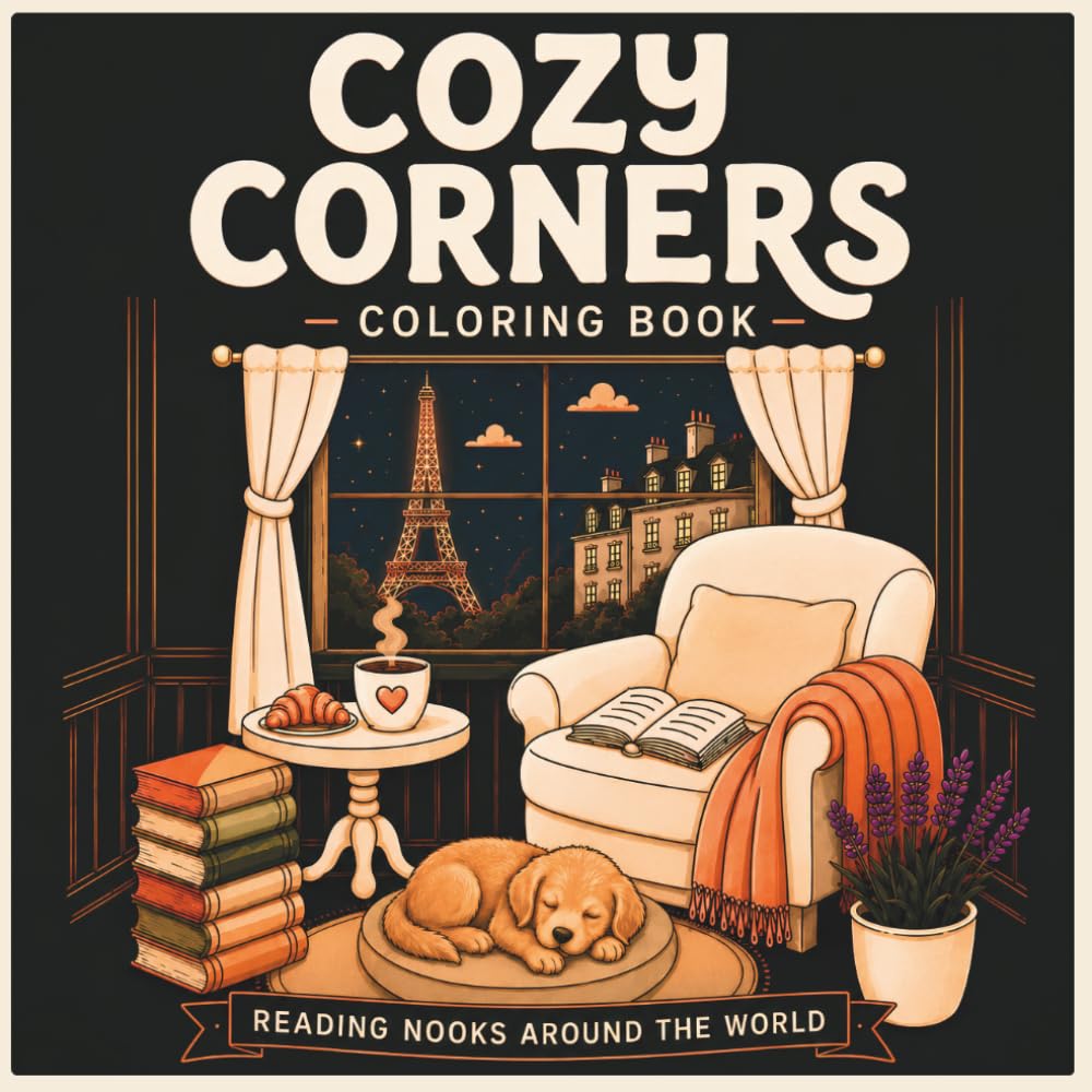 Cozy Corners Coloring Book: Cozy Interiors for Adults: Relaxing Reading Nooks and Cozy Retreat Scenes from Around the World (Cozy Reading Nooks)