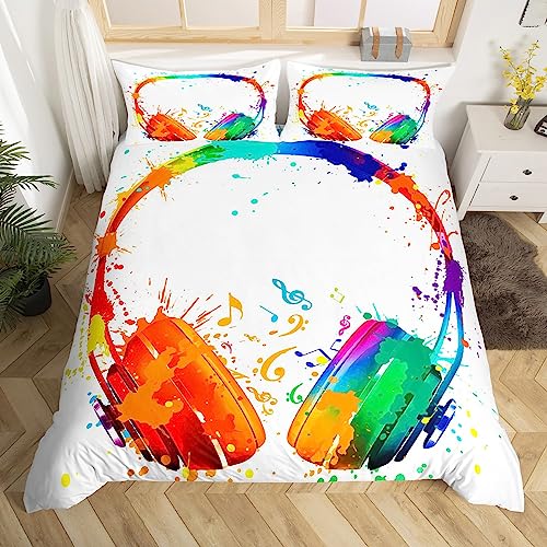 Parure de lit écouteurs musique pour relooker la chambre ado avec un style graffiti coloré