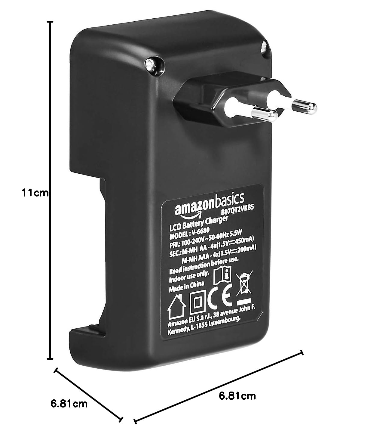 Amazon Basics Inteligentna, cyfrowa ładowarka do 4 akumulatorów AA, AAA, czarna