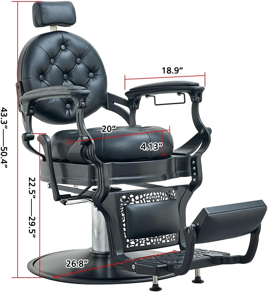 Antlu Barber Chair Salon Chair Hair Stylist, Vintage Heavy Duty 700lbs Hair Styling Chairs for Tattoo Barbershop Beauty Massage Tattoo (Black)