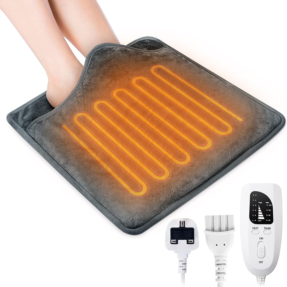 Fußwärmer, Fusswärmer Elektrisch mit 6 Temperaturstufen 4 Zeiteinstellungen, Waschbar Fuss Wärmer, Elektrischer Fußsack für Fuß, Rücken und Ganzkörper für Winter Heim, Bürogebrauch(Dunkelgrau)
