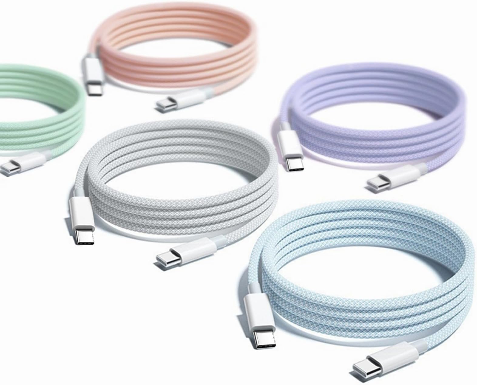 weishan 5-Pack USB C to USB C Charger Cable for Meta Quest 3, PD 60W Multipack Type C to C Fast Charging Cords for Oculus Quest 2, Bulk Cables, 6.6ft Long