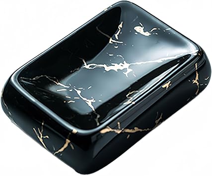Ceramic Soap Holder, Ceramics Soap Dishes, Porcelain Soap Saver, Soap Tray, for Bathroom Kitchen-soap Dish Black,4.5"", FZH-007