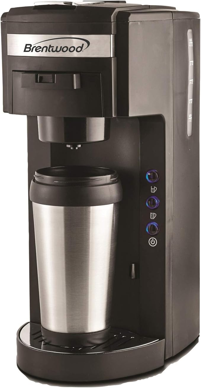 Brentwood Coffee Maker with Travel Mug, KCup Single Serve