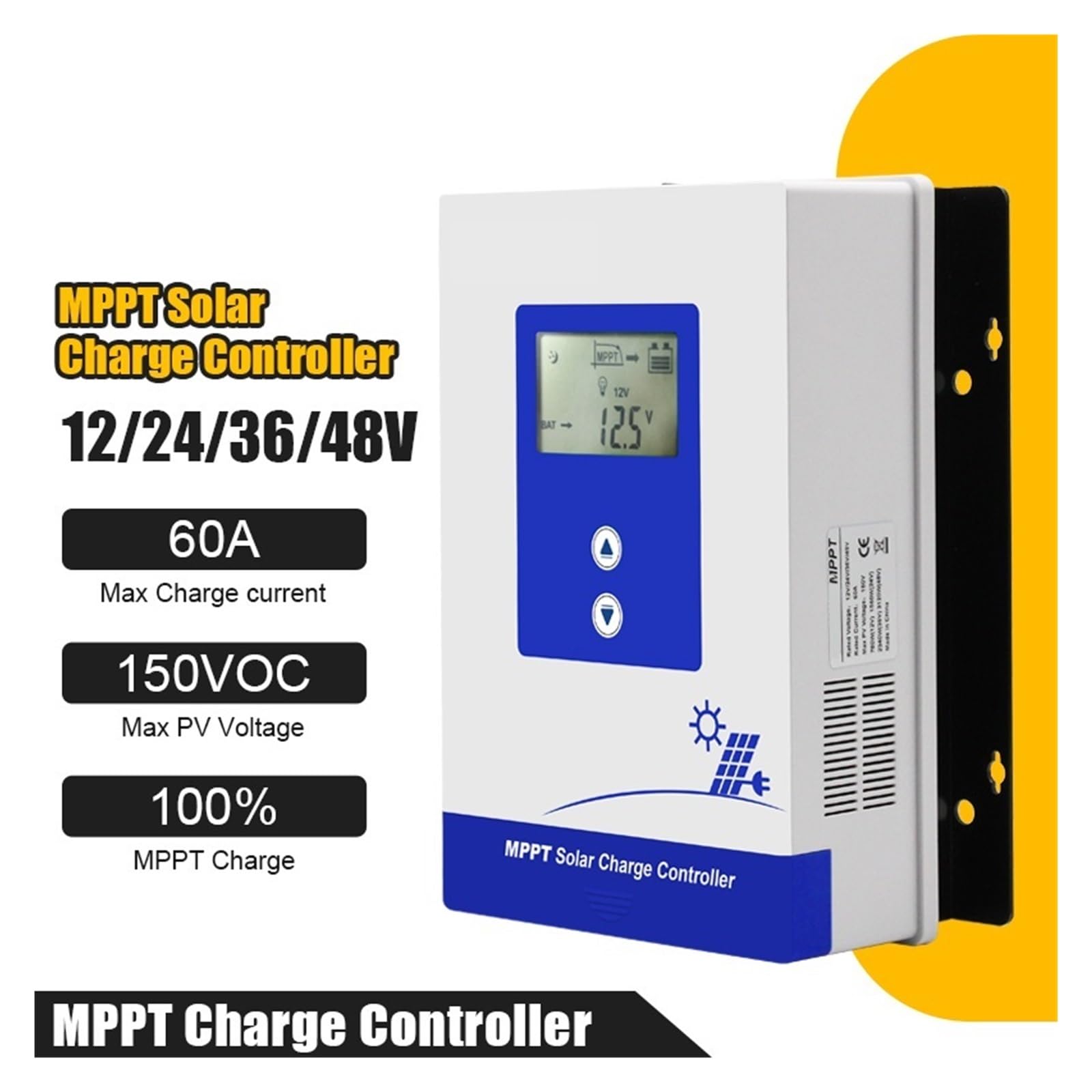 Kontroler ładowania słonecznego, MPPT 60A Regulator Ładowania Słonecznego 12V/24V/36V/48V Auto Do Maks. PV 190VDC Kontroler Rozładowania Akumulatora Litowo-kwasowego Ołowiowego