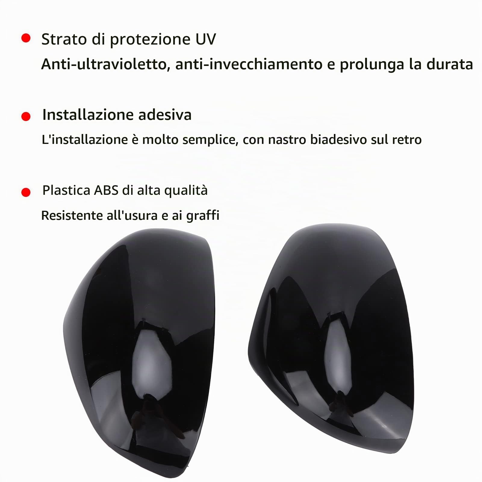Coppia di Cappucci per Specchietti Retrovisori da Attaccare Sull'alloggiamento Protettivo di Ricambio per Smart Fortwo per Forfour 453 2015‑2021, Installazione Semplice (nero