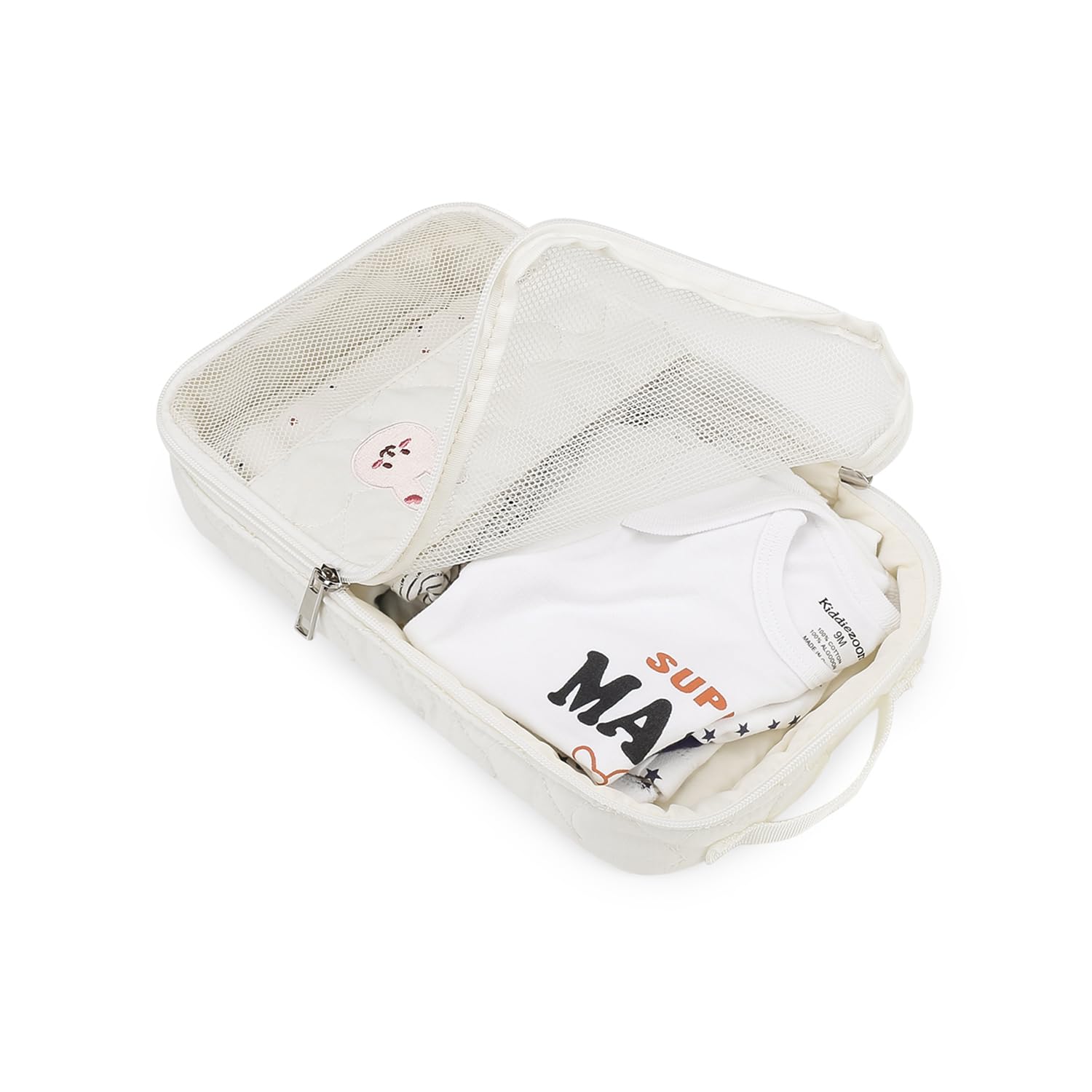 MOMIGO Baby Diaper Bag Organizer Pouches - 2 Pack Waterproof Pod Hanging Diaper Bag Cute Rabbit Mesh Bag Reusable, Washable or Baby Cloth Diapers