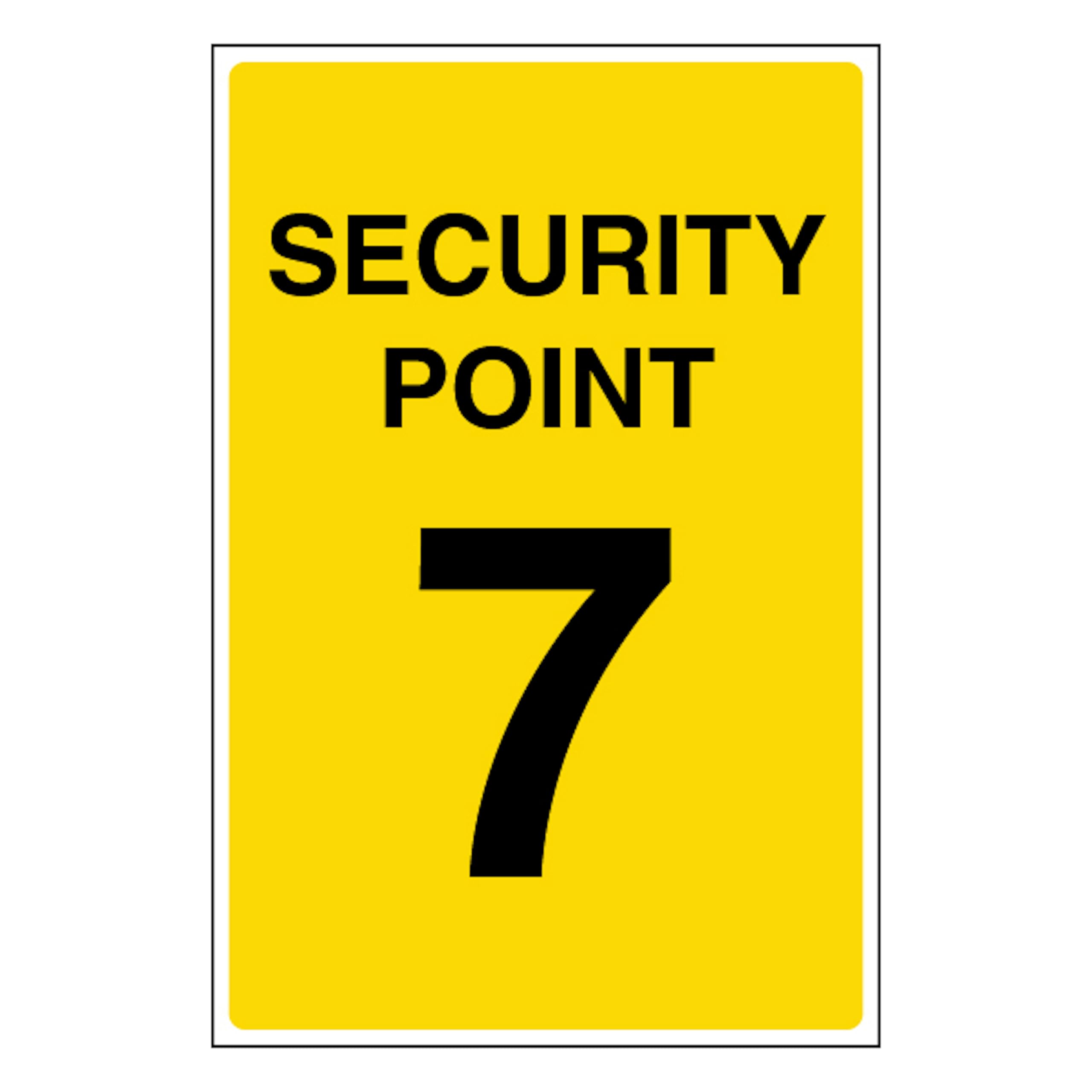 V Safety Security Point 7 100 x 150 mm - Glow In The Dark 1mm Rigid Plastic