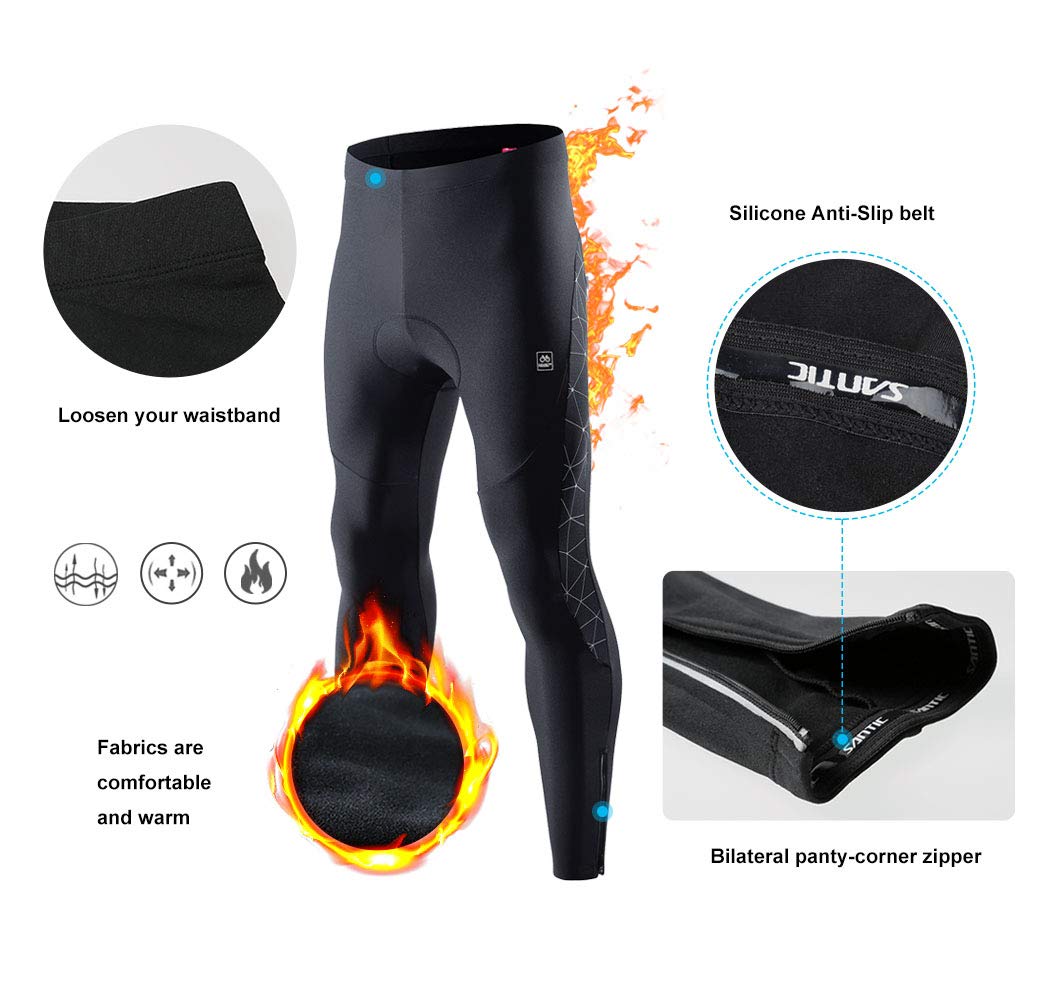 Santic Cyclisme Pantalons Homme,VTT Pantalon de Vélo Cycliste Respirant Rembourré 4D Gel Collant Long pour Cyclisme,Moto,VTT,MTB (Noir-018