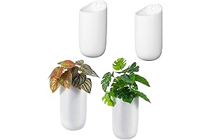 MyGift Set of 4 Mini Matte White Ceramic Indoor Wall Planter