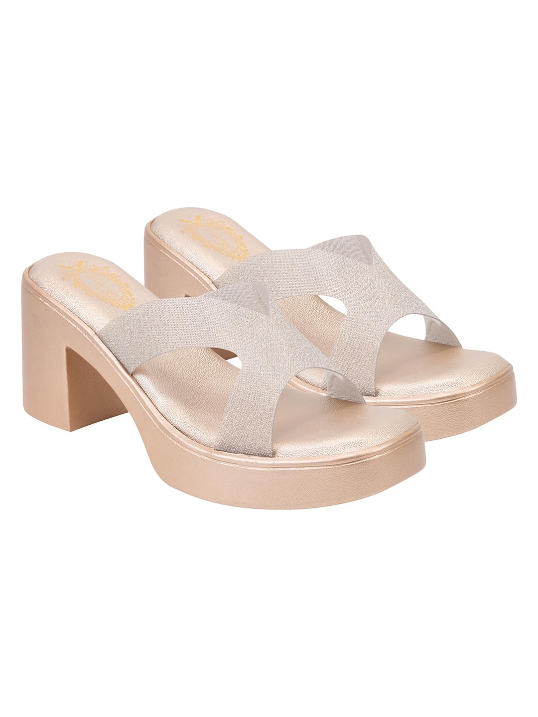 shoetopia Women’s Block Heel Sandals | Cross-Strap Slip-On Party & Casual Heels | Comfortable Block Heel Footwear-picture-11