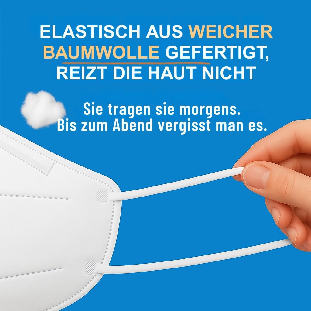 50 FFP3 Mund- und Nasenschutz Maske mit EC Zertifizierung, 5 Lagige Maske ohne Ventil, Staub- und Partikelschutzmaske, medizinische Schutzmaske mit hoher PFE-Filtereffizienz ≥ 99, 50 Atemschutzmaske
