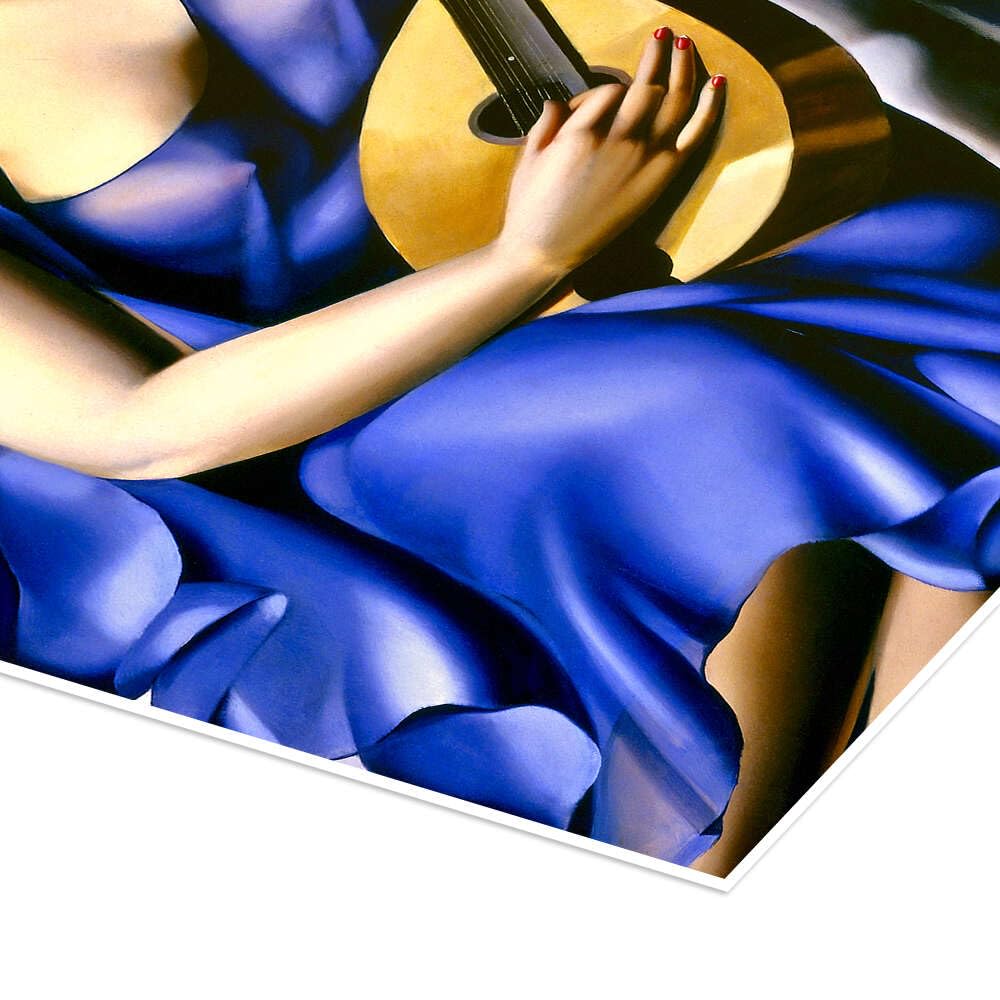 Posterlounge La musicista Poster | 90 x 130 cm di Tamara de Lempicka Blu Quadri Decorazione per pareti