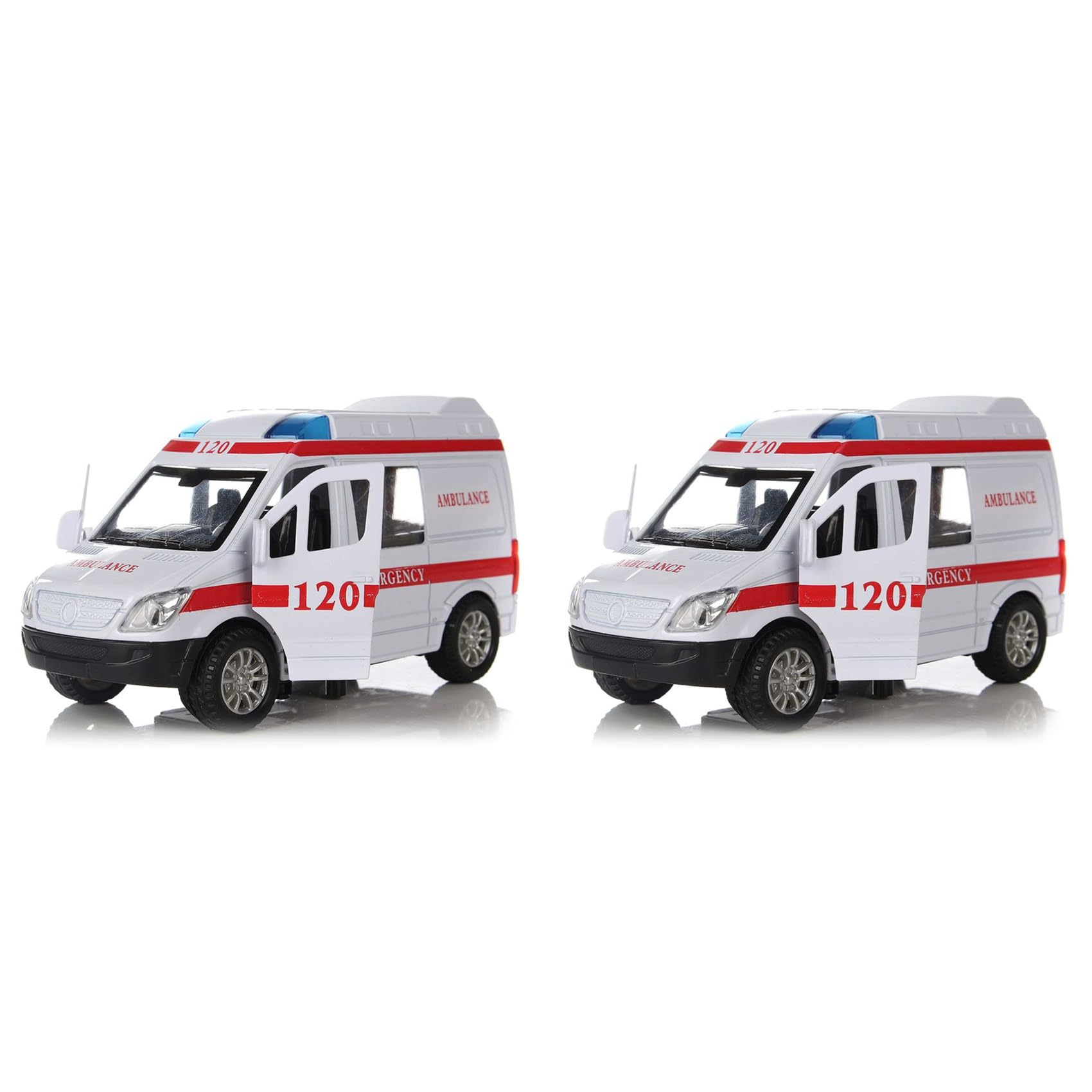 2X Ambulancia VehíCulos MéDicos Juguetes 1/32 AleacióN Diecast Modelo de AutomóVil con LightandSound Regalo para NiñOs