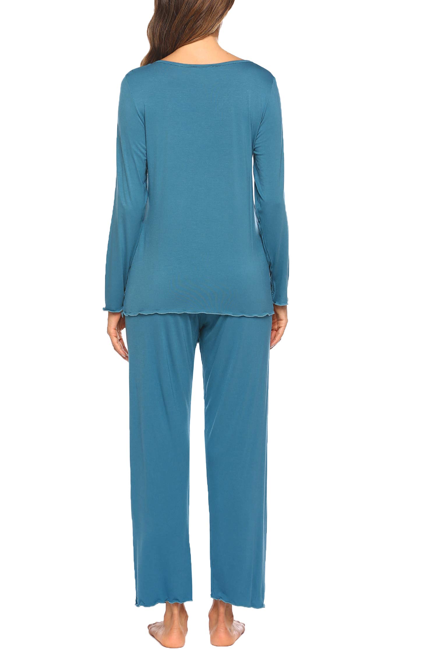MAXMODA Pigiama Donna Pigiami Due Pezzi Maglietta Manica Lunga e Pantalone Lungo S-XXL