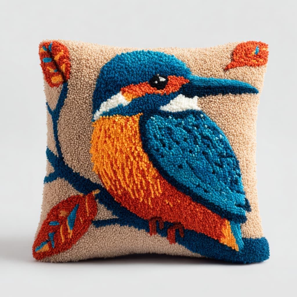 Taxpy Latch Hook Cushion Kits Bird 17X17 Inch