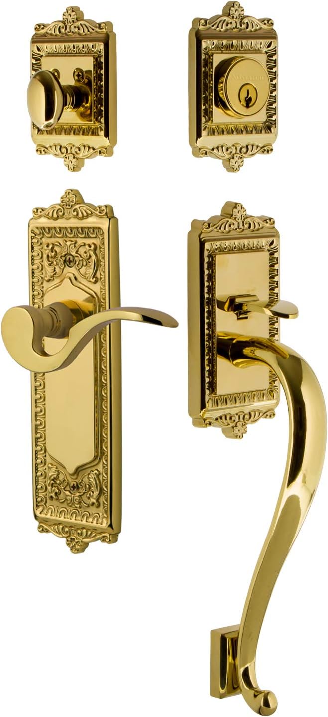 Nostalgic Warehouse Egg & Dart Plate S Grip Entry Set Manor Lever in Polished Brass