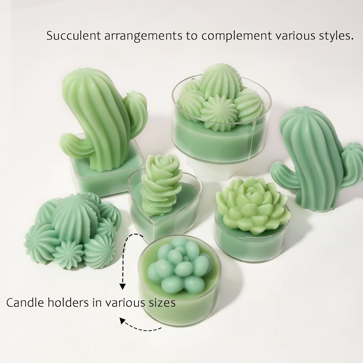 EuTengHao Succulent Resin Mold 3D Silicone Plant Flower Mold with Candle Cups Candle Wicks for Epoxy Resin Wax Clay Casting Home Decor, Garden Crafts, DIY Art Projects
