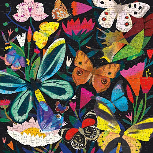 Butterflies Illuminated 500 Piece Glow In The Dark Family Puzzle From Mudpuppy - 20" X 20" Glow In The Dark Puzzle, Perfect Family Activity, Ages 8+ #TOP3