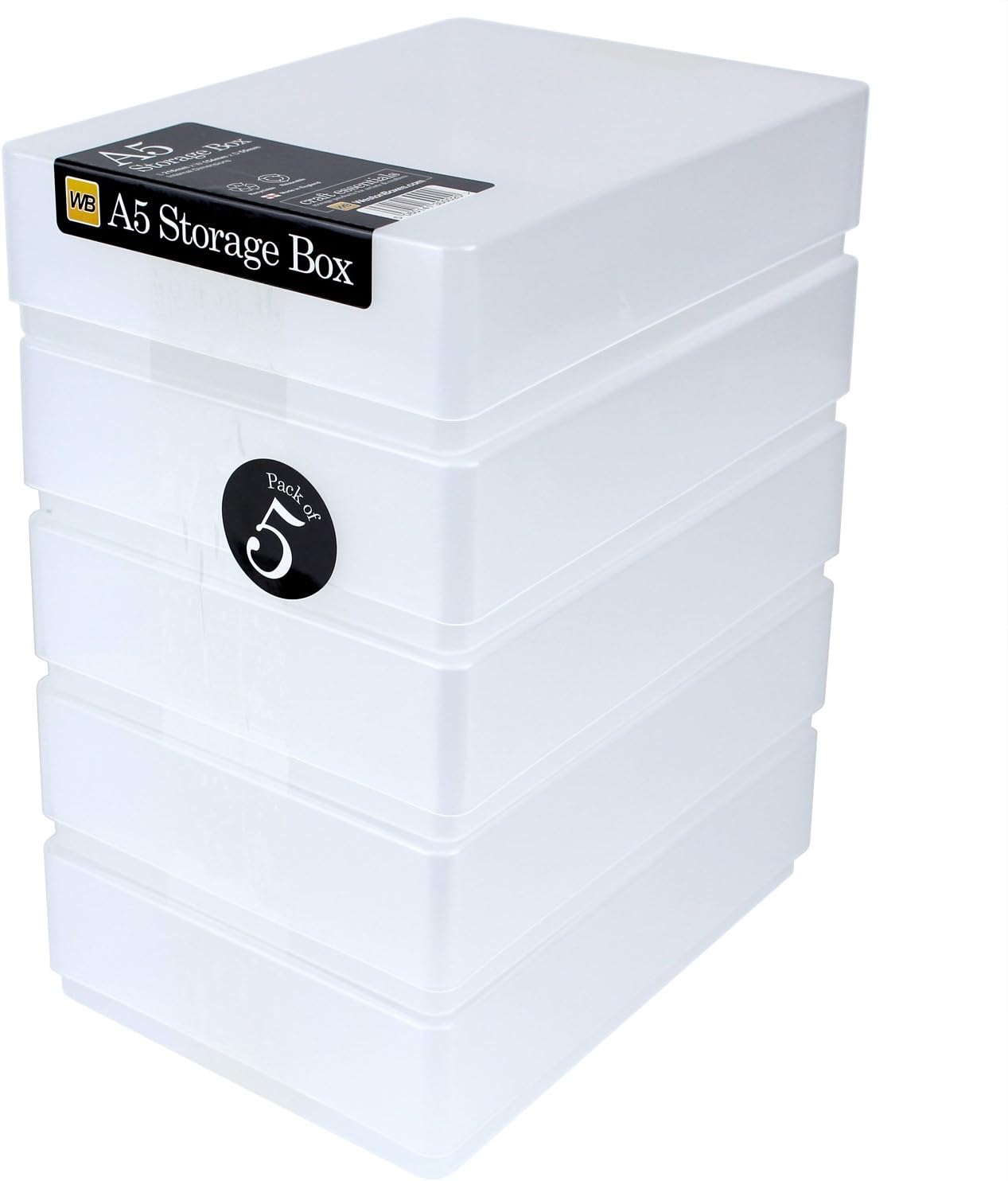 WestonBoxes A5 Plastic Craft Storage Boxes with Lids for Art Supplies