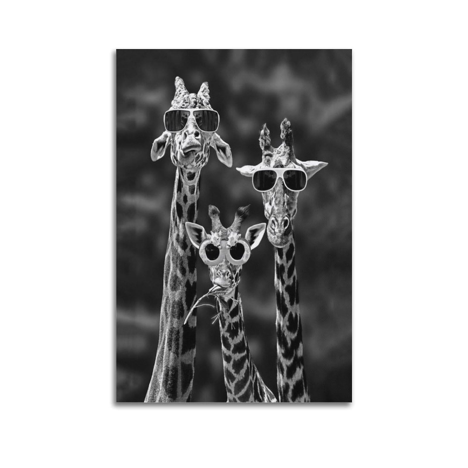 Xkuga Boys Unframe-Style Africa Wildlife Poster Nature Vintage Sunglasses Giraffes Modern Decorative Canvas Prints - Ideal Wall Art For Family, Man Cave, Game Room, & Girls Bedroom 20X30inch(50X75cm)