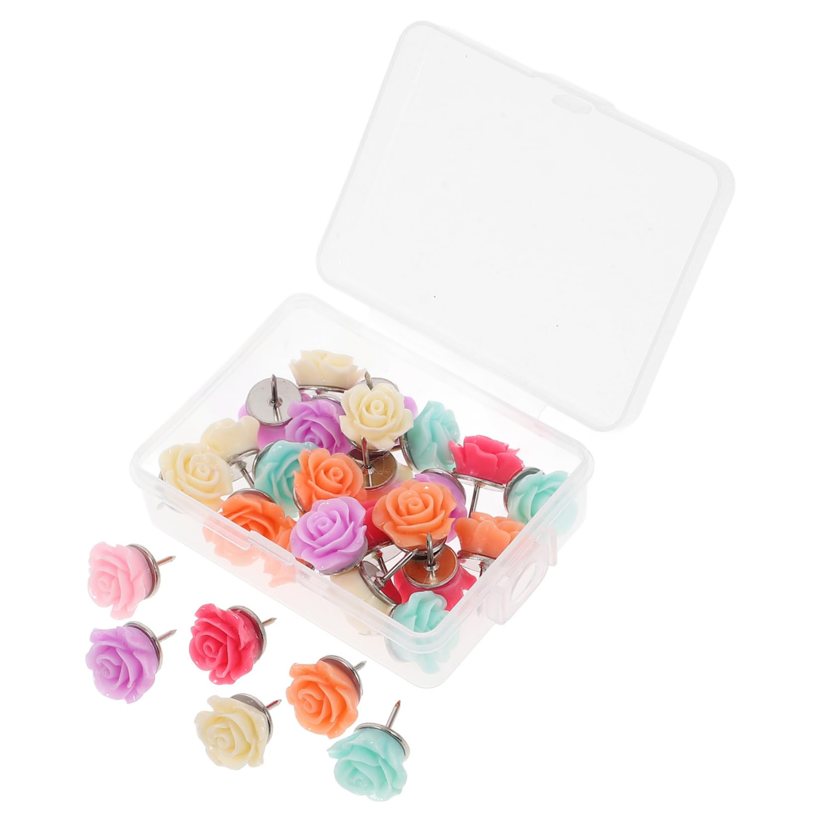 LALAFINA 150stücke Teiliges Dekorative Rosen-pinnnadeln Aus Resin Für Korktafeln Vielseitige Reißzwecken Mit Blumenmustern Zum Fixieren Von Fotos Karten Und Ankündigungen