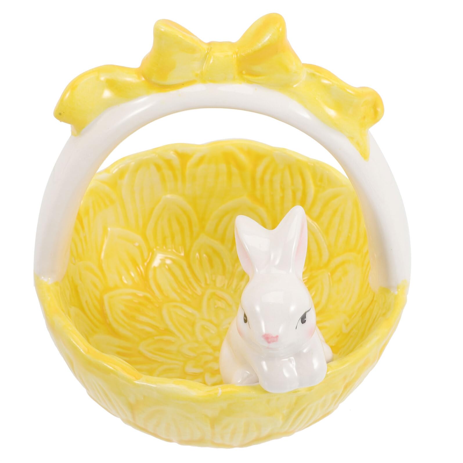 CLISPEED Decorazione Coniglio di Pasqua in Ceramica a Forma di Cestino, Ornamentale per Casa e Giardino, per Festa di Pasqua e Arredamento Tavolo