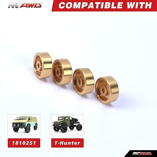 Miniatura 2 de RCAWD Adaptadores de cubo hexagonal de rueda de latón con peso de 1.62 oz para Hobby Plus CR-18P Rock Van, T-Hunter, Trail Hunter actualizaciones