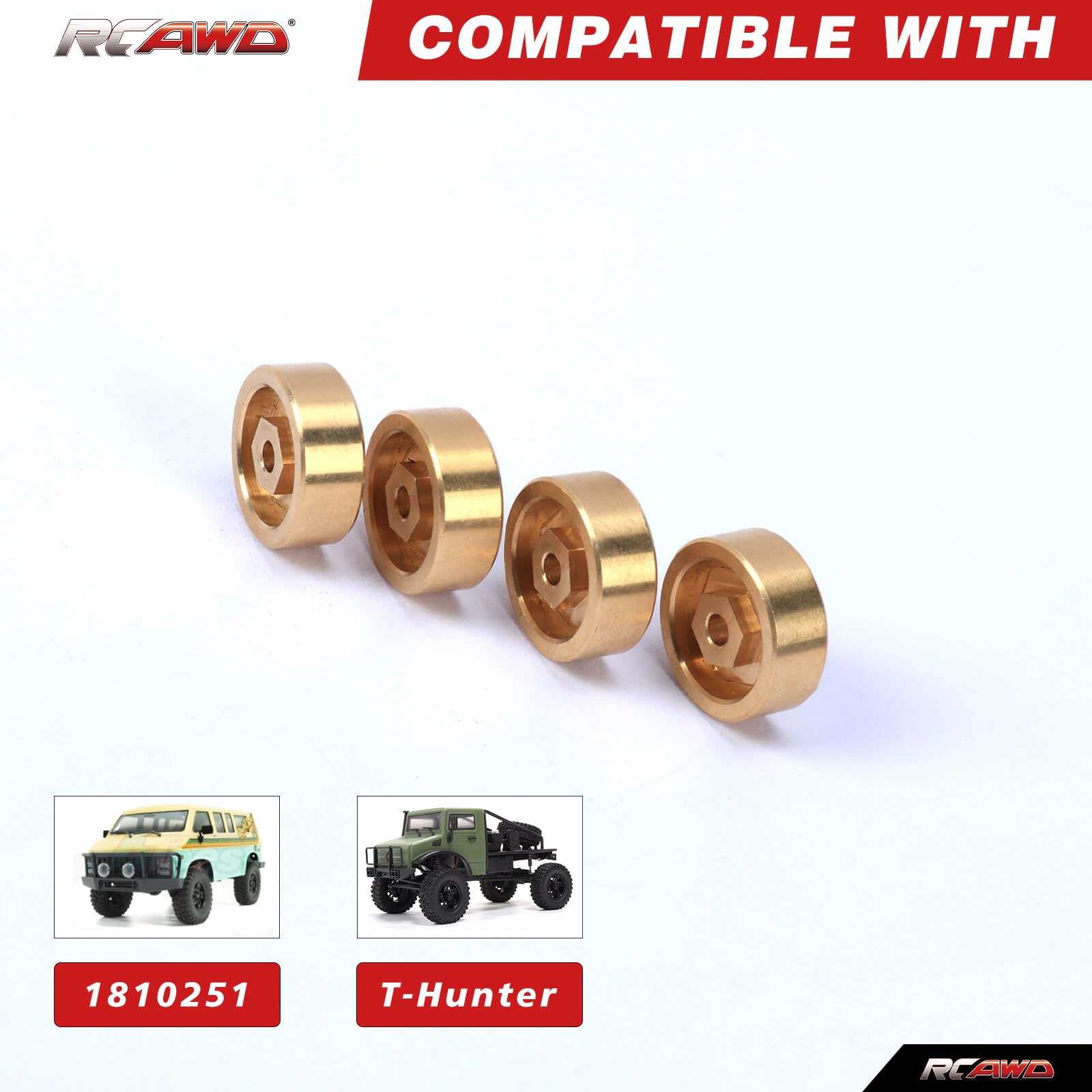 RCAWD Brass Wheel Hex Hub Adaptors 46g for RC Hobby Plus CR18P Rock Van Trail Hunter EVO Harvest Upgrade Parts