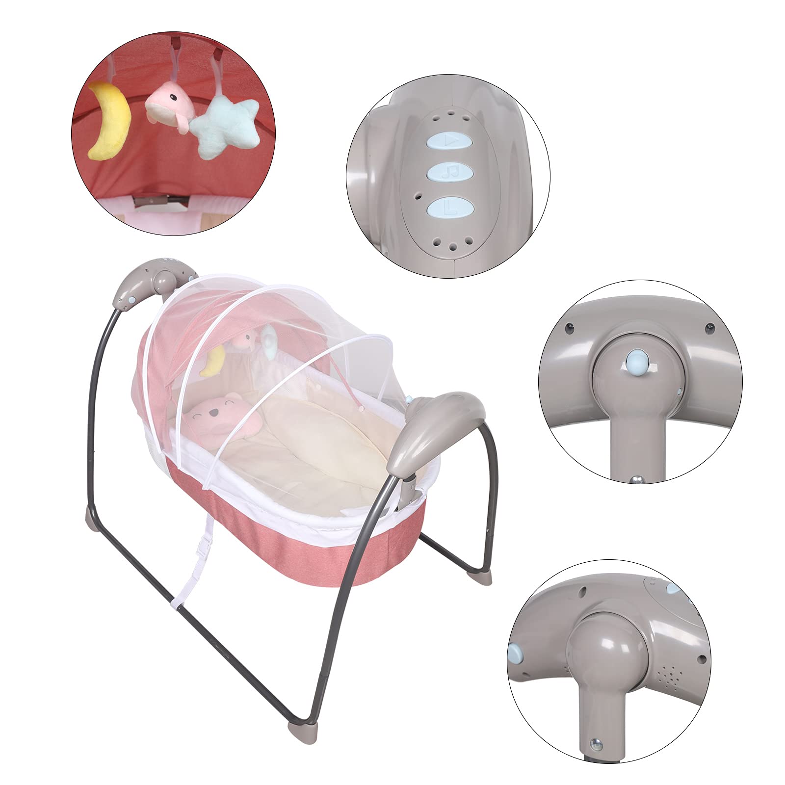 Bébé Crable avec minuterie Smart Baby Swings Lit de Voyage 3 Modes réglables Electric Baby Rockers pour Nouveau-né
