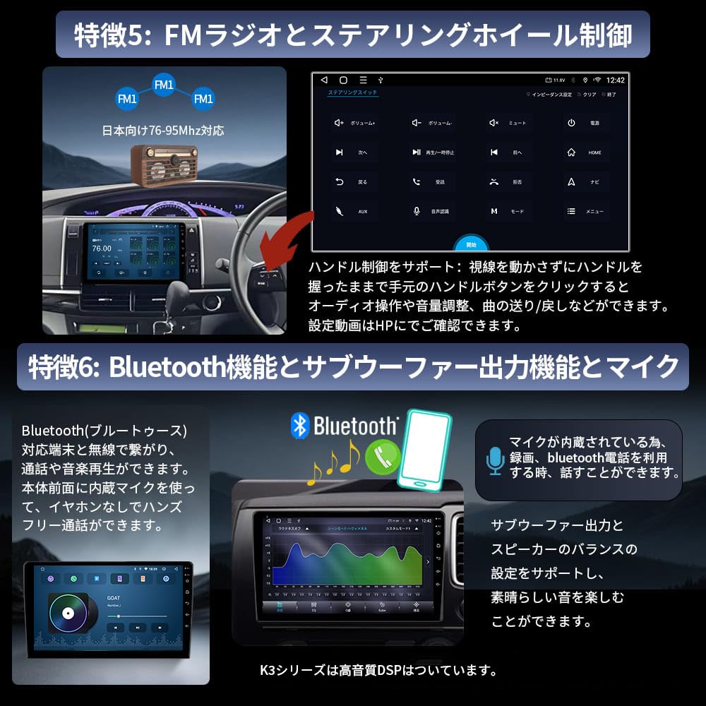 Amazon.co.jp: Pirara 2Din Androidカーナビ 9インチ 4+64GB