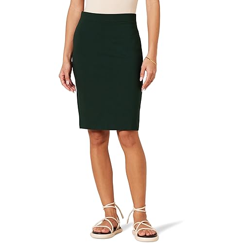 Amazon Essentials Women's Ponte Pull-On Above The Knee Fitted Pencil Skirt