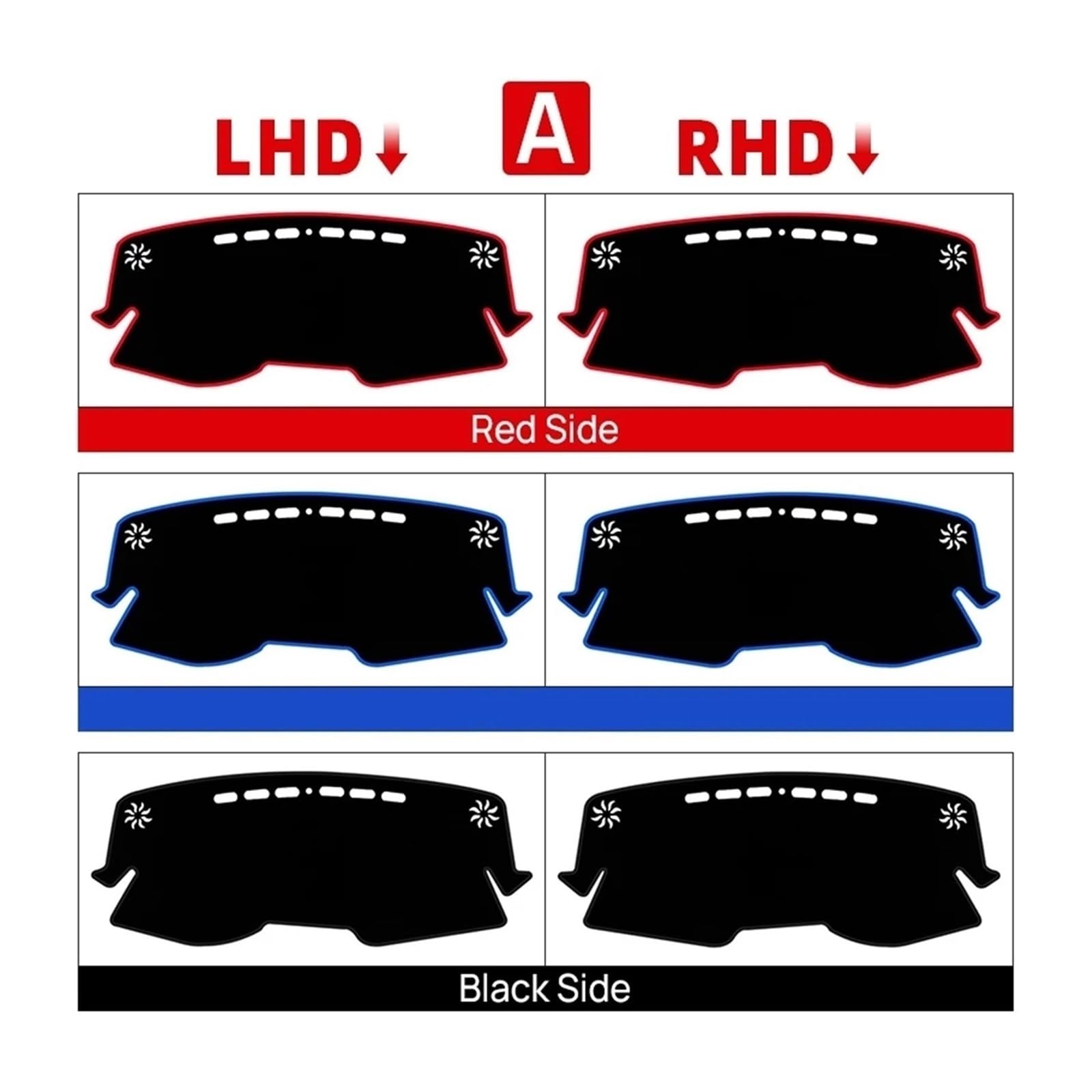 Voor Toyota Voor C-HR Voor Chr 2016 2017 2018 2019 2020 2021 2022 2023 Auto Dashboard Cover Zonnescherm Mat Vermijd Licht Pads (Color : A RHD Red Side