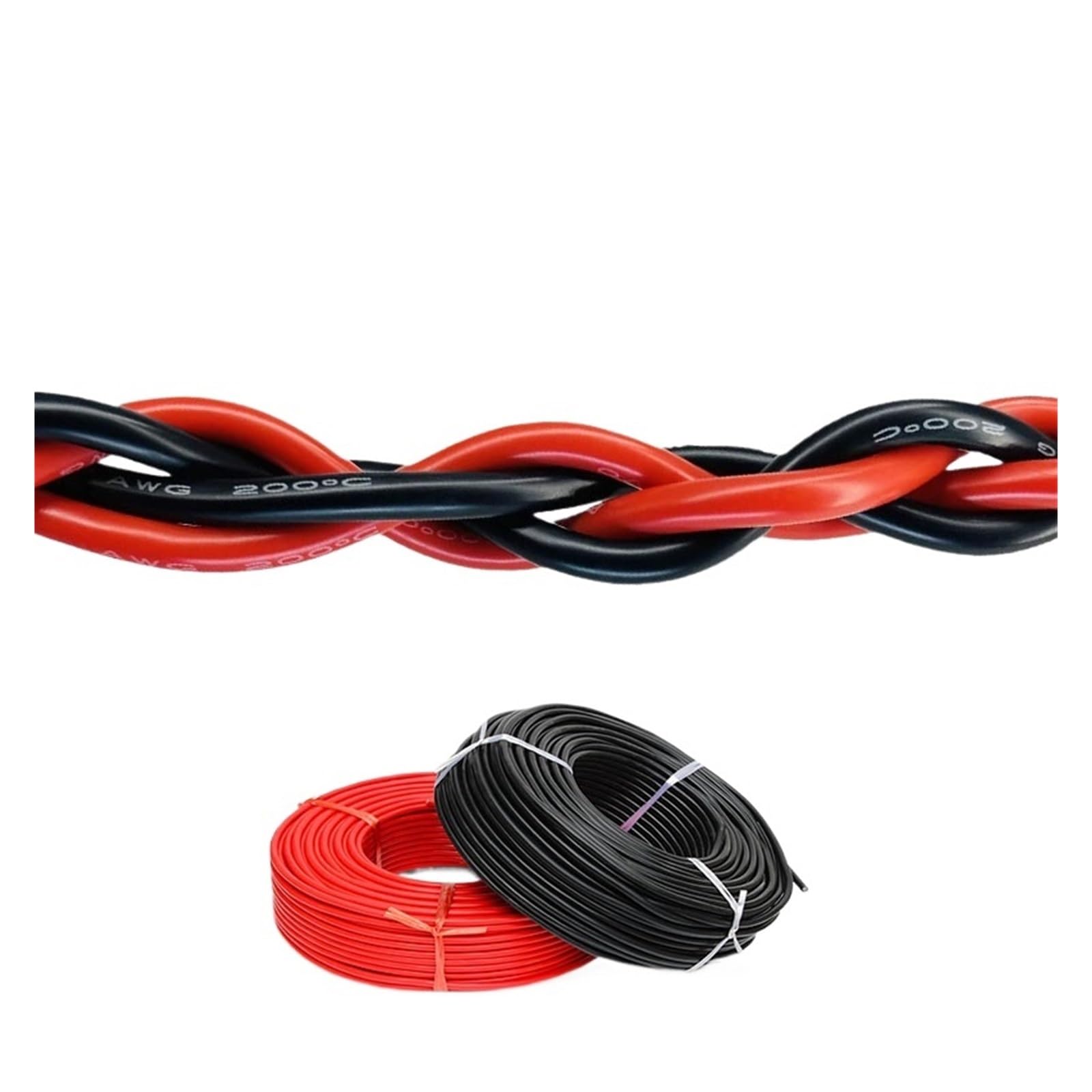 Zestaw kabli połączeniowych do falownika — 8/6/4/2 AWG, miedź cynowana, żaroodporne, elastyczne, 600 V(R-B,78.7IN 4AWGx25square)