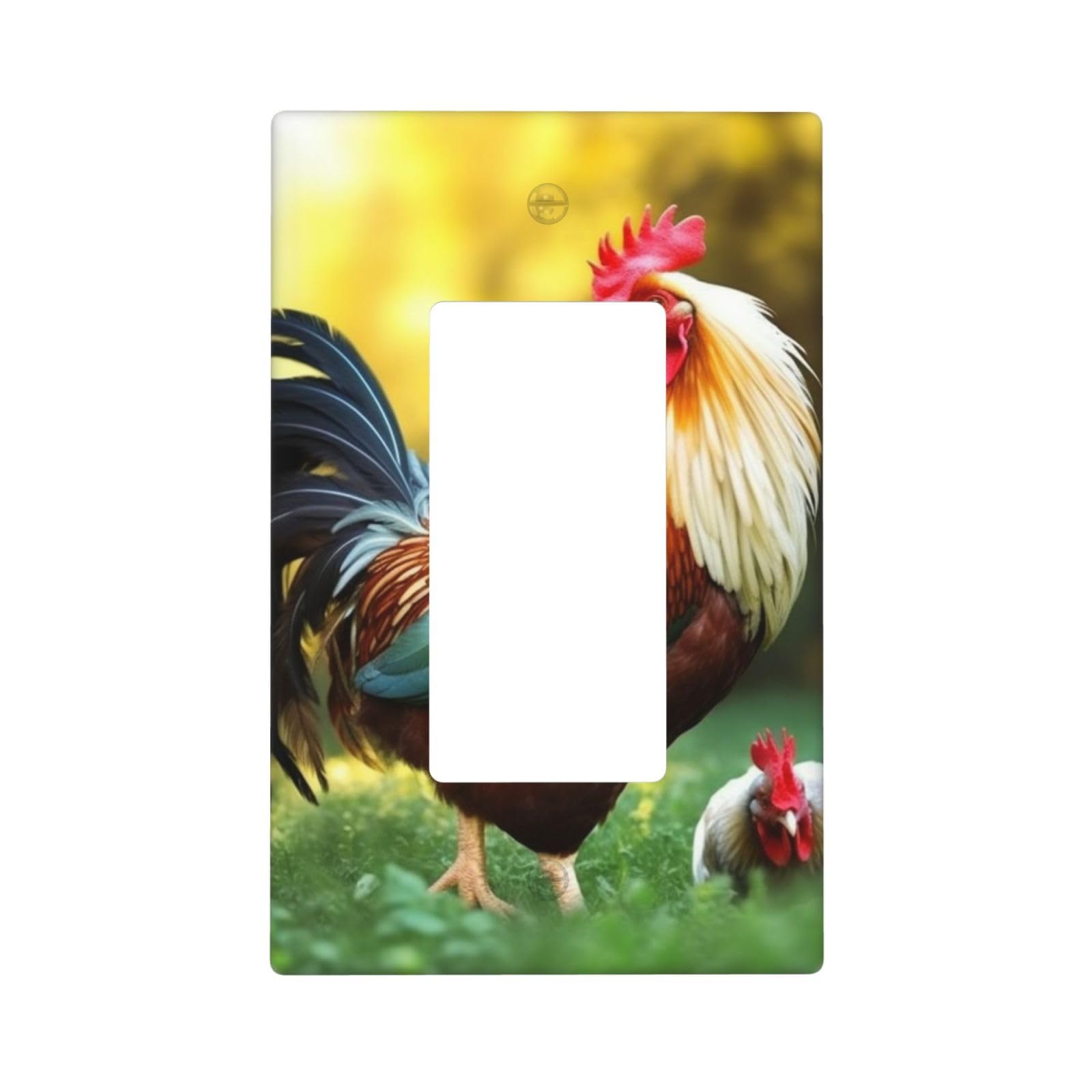 Decorator Wall Plate 1 Gang Light Switch Covers Decorator Receptacle Outlet Covers Beautiful Rooster Hen Wall Plates for Electrical Outlets Plug Cover Single Rocker Switch Plates