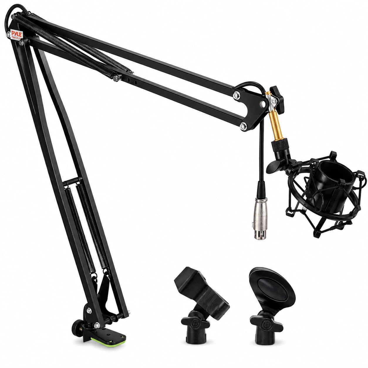 Pyle Mikrofon Arm, Ausziehbarer Tisch- Scherenarm mit Schockmount & Halterclips, mit Adapter Kompatibel mit Blue Snowball, HyperX QuadCast/SoloCast, Für Podcast, Streaming, Gaming, Home Studio