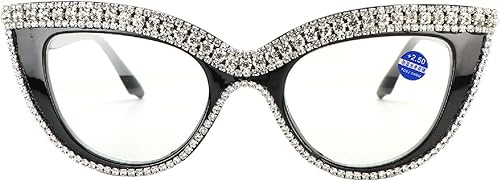 Miniatura 23 de Gafas de lectura de ojo de gato con diamantes de imitación de lujo para mujer, con bloqueo de luz azul, marco de lentes para computadora