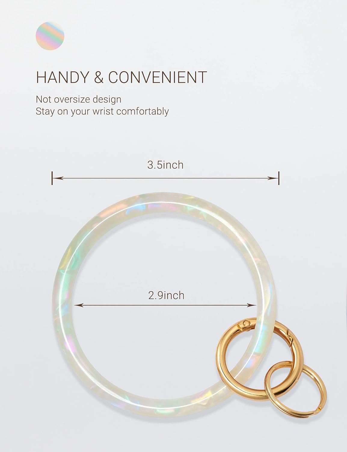 Mymazn Key Ring Bracelet Wristlet Keychain Bangle Keyring for Women, Acetate Round Key Chain - Image 2