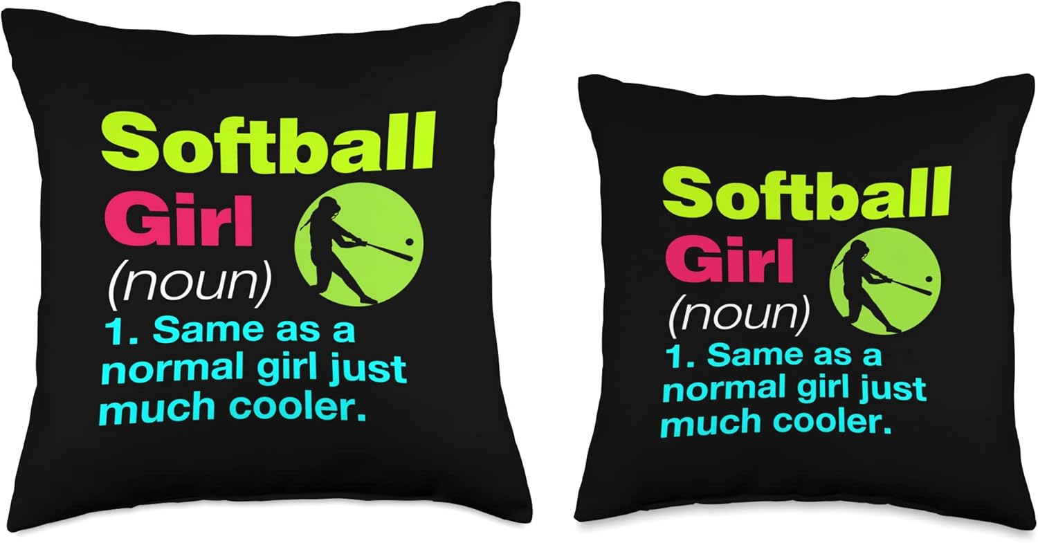 Baseball & Girl Designs Softball Woman Pitcher Mother Definition Funny Throw Pillow, 18x18, Multicolor